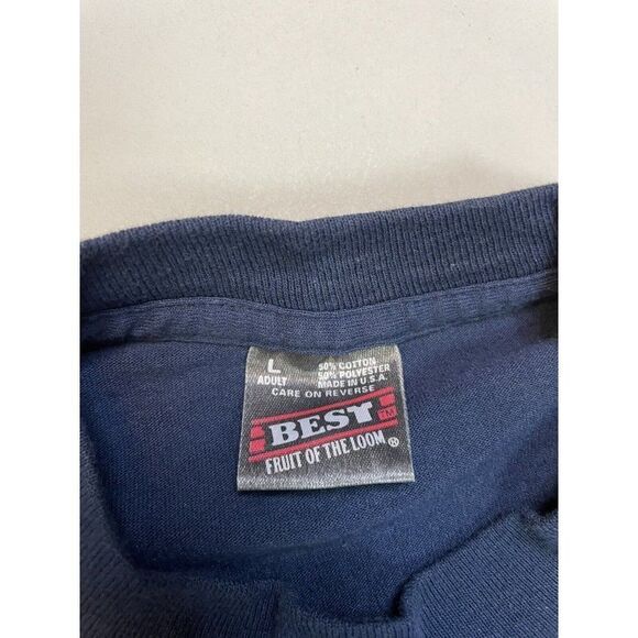 VINTAGE Fruit Of The Loom Blank T-shirt Men Large Blue USA 90s Single Stitch - Picture 5 of 6